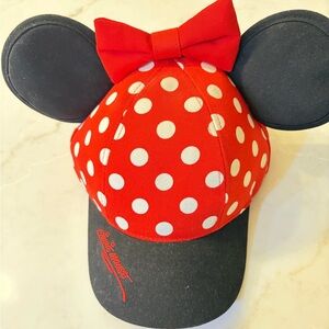 Authentic Disney Park Black Minnie Mouse Hat Ears Bow Polka Dots